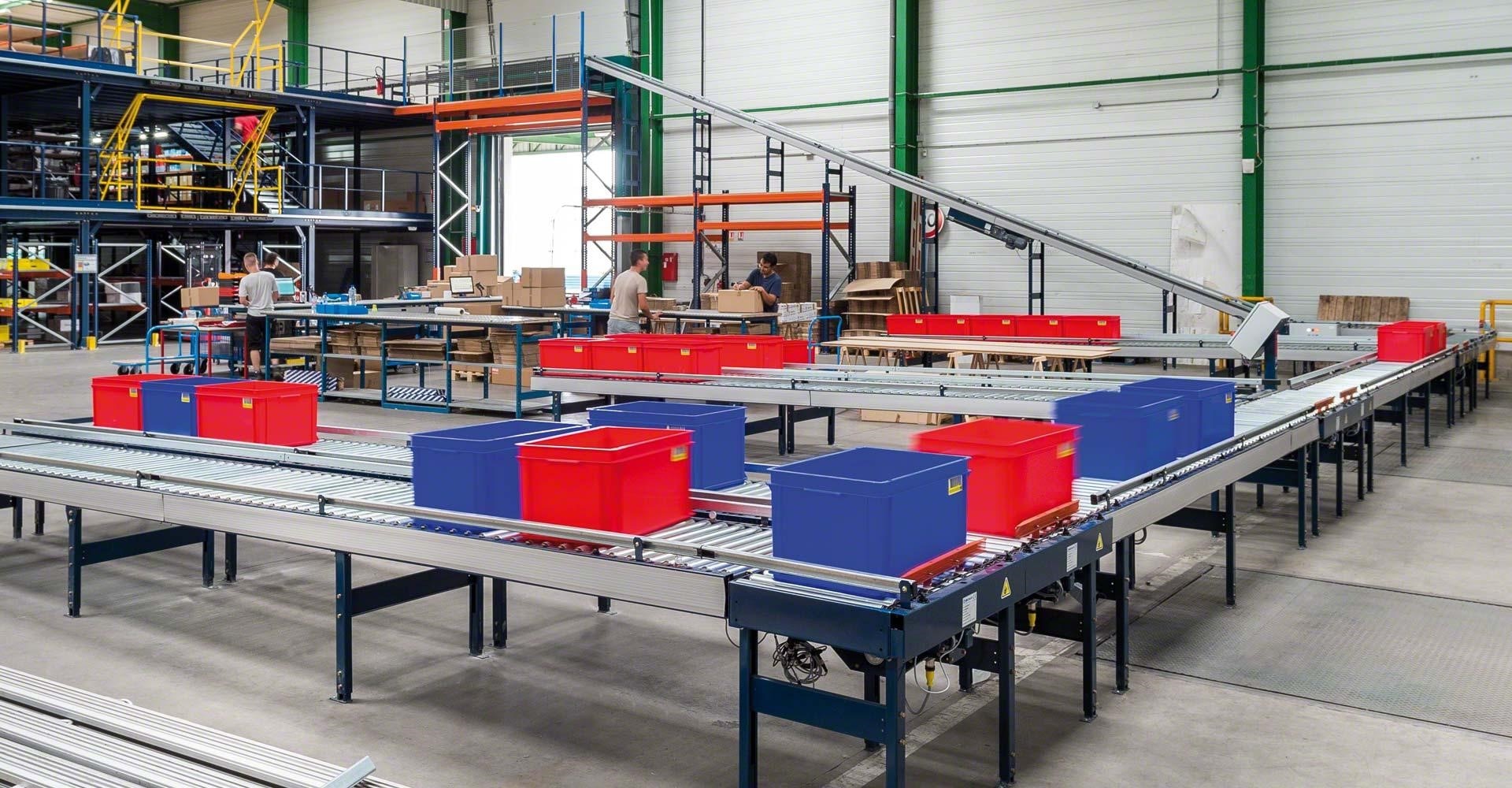 Goods to man methode met rollenbanen Goods to man methode met rollenbanen
