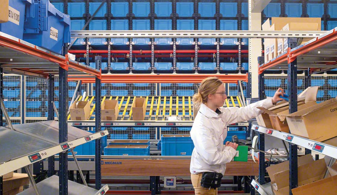 Les systèmes de picking semi-automatiques tels que le pick-to-light associent la technologie et travail manuel
