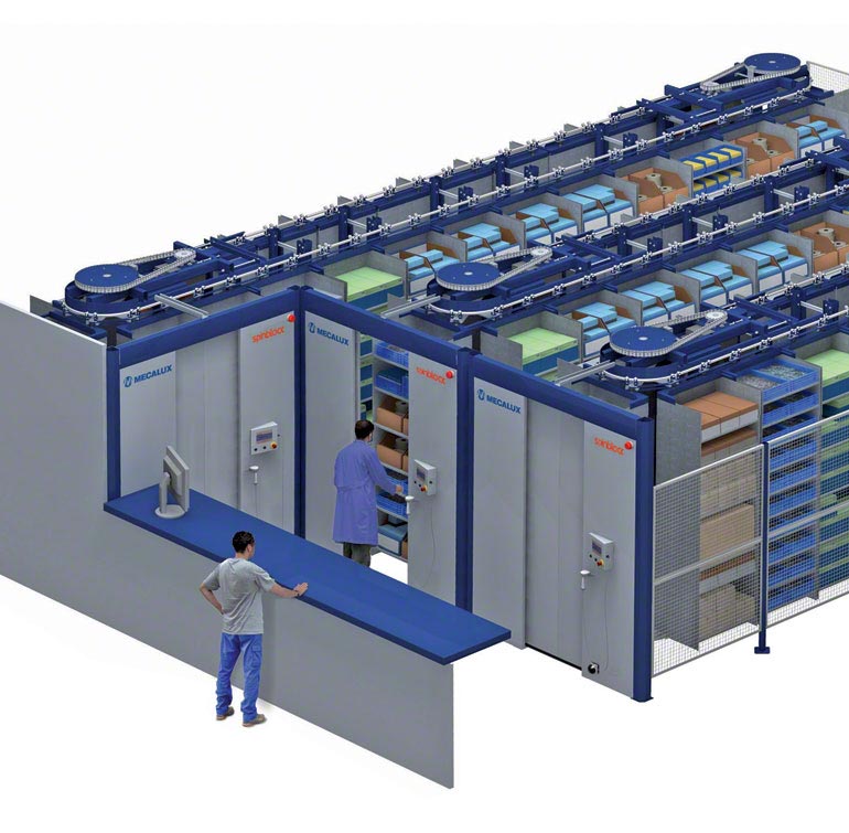Opslagsysteem met een horizontaal carrousel