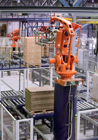 Antropomorfische robot voor de afhandeling van pallets.