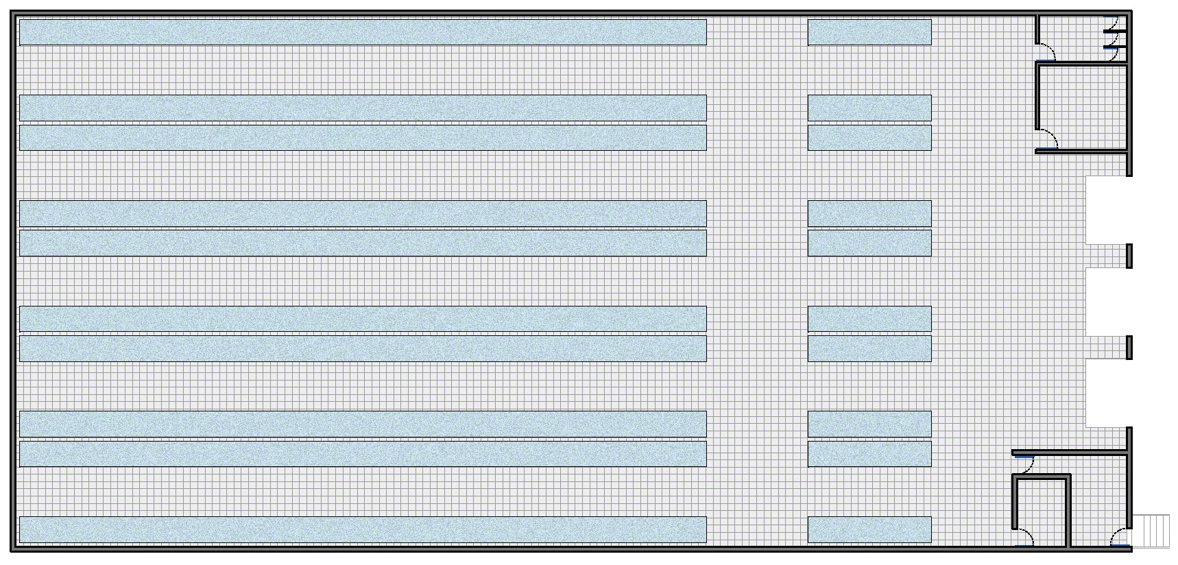 Magazijn met extra zones, zoals: de ontvangst-, verpakkings-, consolidatie- en verzendzone