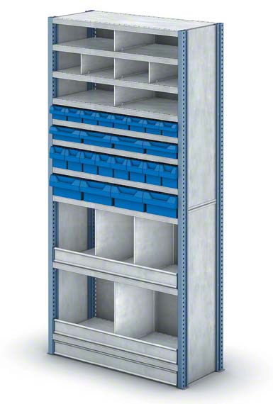 Magazijnstelling met kleine vakken voor orderpicking