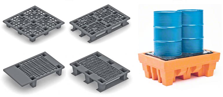 Verschillende modellen kunststof pallets