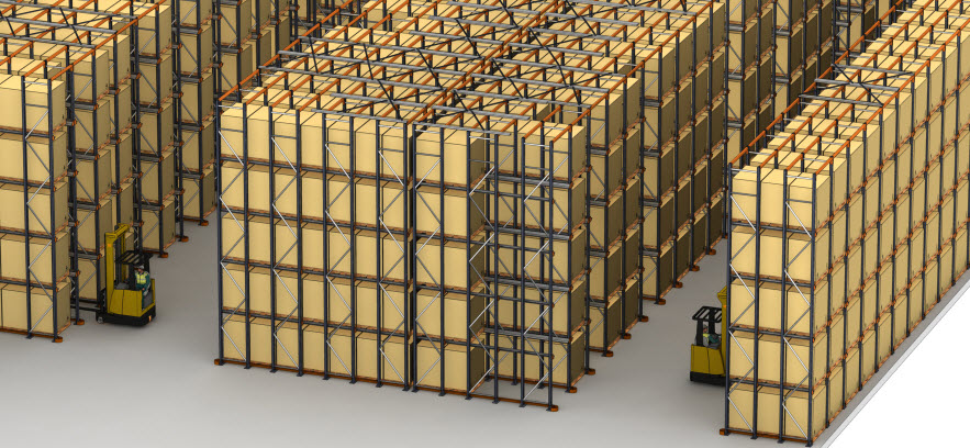 Twee opslagsystemen voor de dekbedden van Lestra in Frankrijk