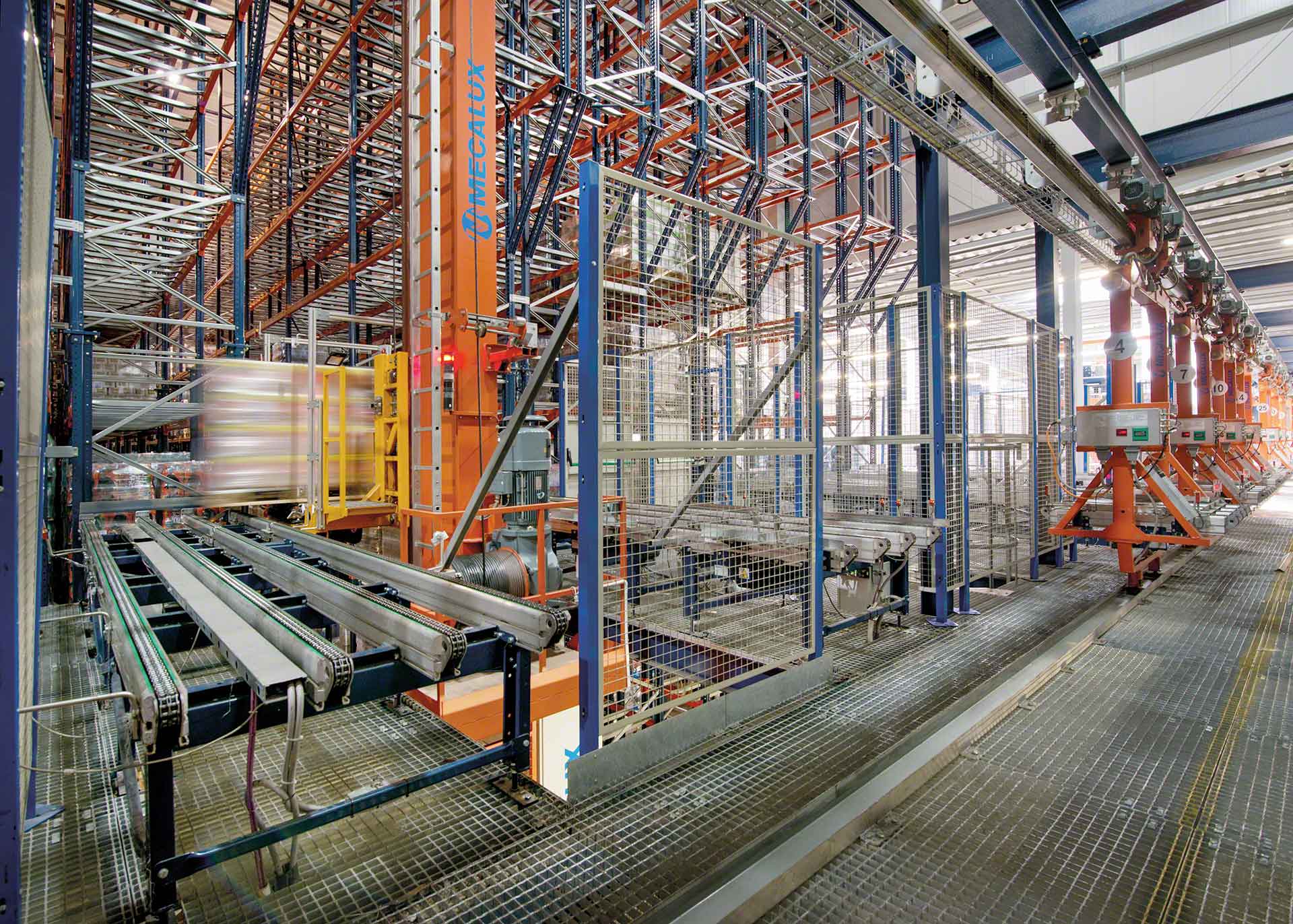 The installation of stacker cranes is an example of industrial process automation in logistics