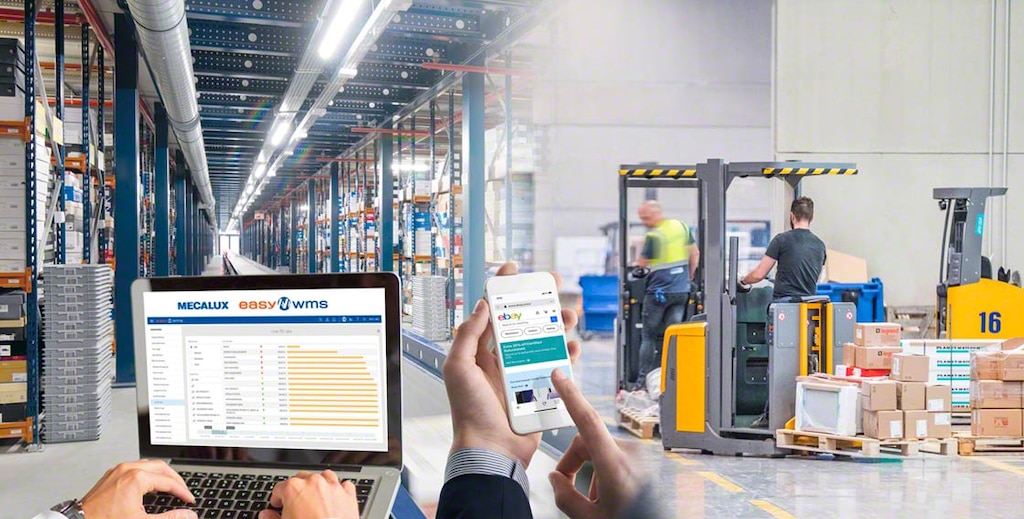 Speciale eBay inventory management software werkt de status van de bestellingen in het magazijn in real time bij