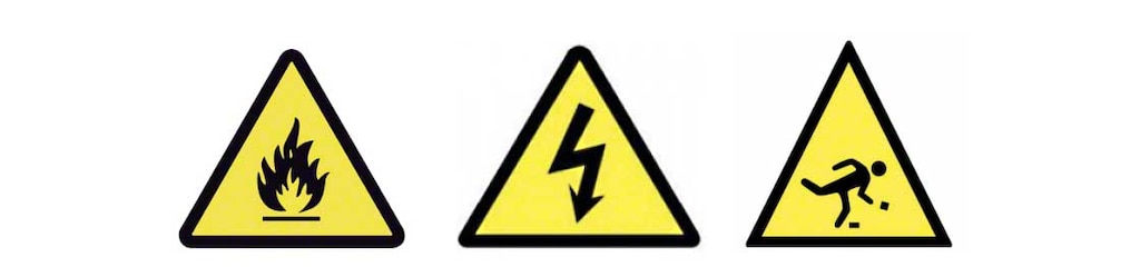 Waarschuwingsborden in het magazijn