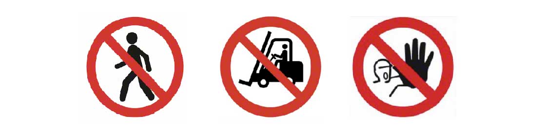 Verbodsborden in het magazijn