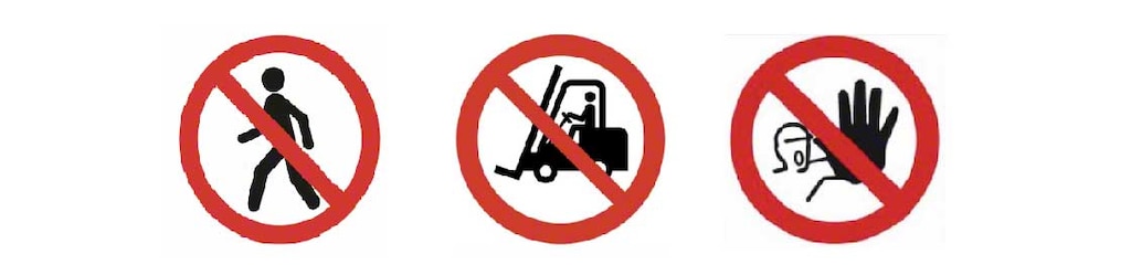 Verbodsborden in het magazijn