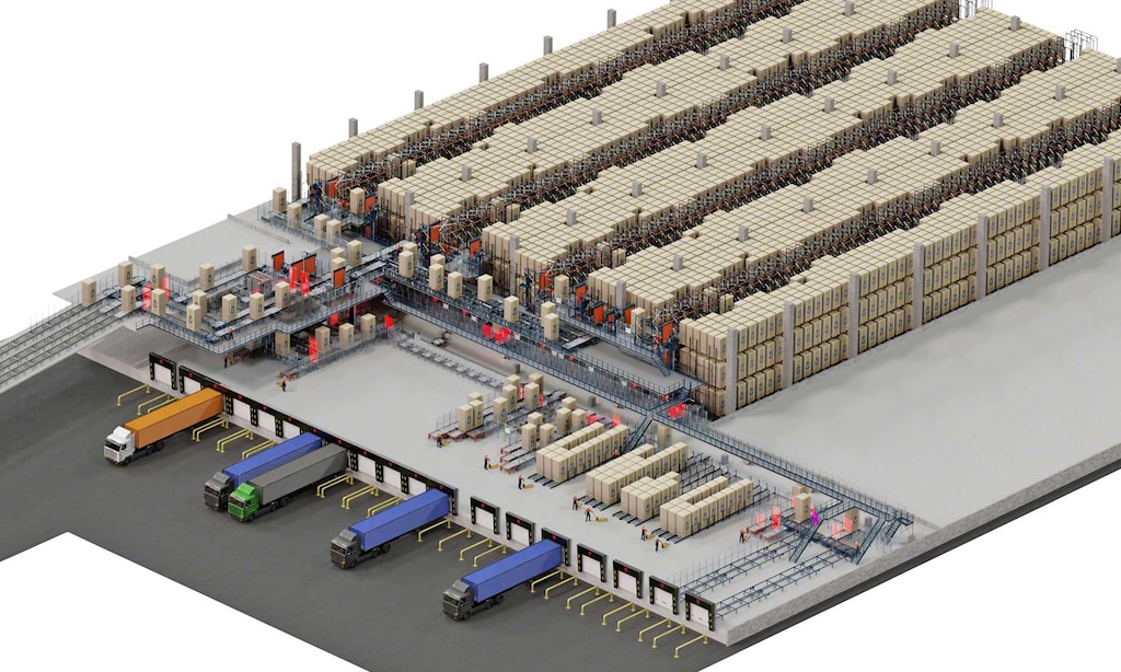 Entrepôt automatisé de Pepsico dans son usine de chips en Belgique