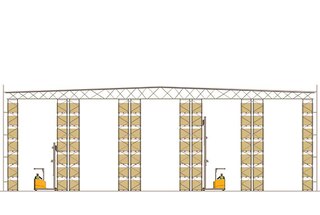 Clad-rack warehouses with heavy-duty pallet racks