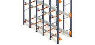 Le rayonnage du Pallet Shuttle se compose de lisses, de montants et de rails