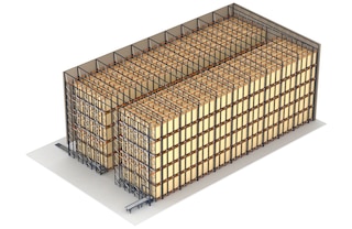 Les rayonnages du système Pallet Shuttle peuvent aussi servir de support à la structure d'un entrepôt autoportant