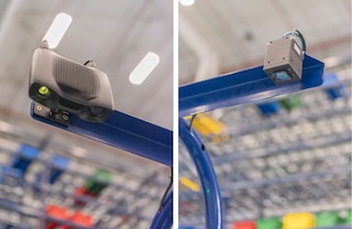 De camera van het visualisatiesysteem maakt een afbeelding van de inhoud van de doos