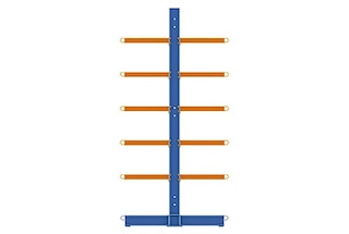 Le rack cantilever double offre deux fois plus de capacité de stockage que le rack simple