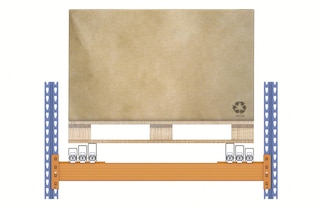 La configuration à chariots prévoit que les palettes reposent sur ceux-ci, à l’exception de la dernière, qui repose sur les rails La configuration à chariots prévoit que les palettes reposent sur ceux-ci, à l’exception de la dernière, qui repose sur les rails