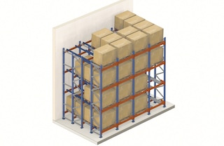 Le rack push-back est un système de stockage compact dont l’accès aux marchandises se fait à partir d’une seule allée Le rack push-back est un système de stockage compact dont l’accès aux marchandises se fait à partir d’une seule allée