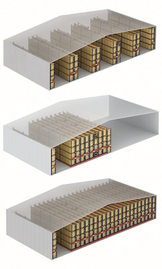 Met het Movirack systeem bespaart u ruimte in vergelijking met conventionele palletstellingen